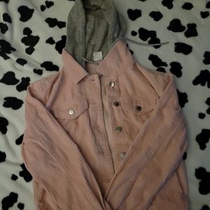 Pink cordoride jacket with hood